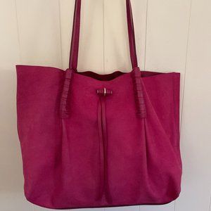 NINA RICCI ONDINE raspberry pink color leather tote